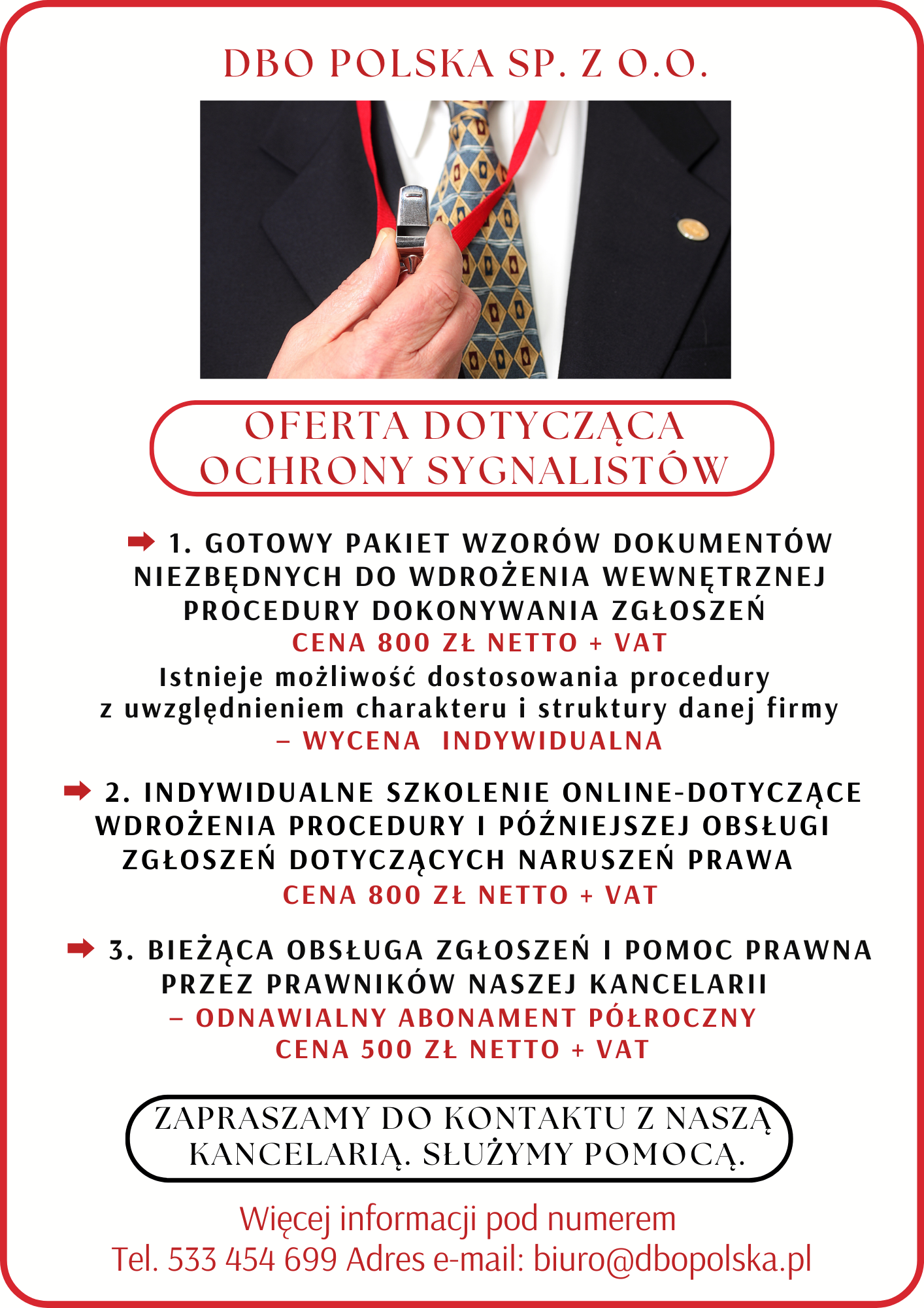 Oferta dotycząca ochrony sygnalistów